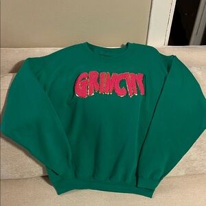 Green 'Grinchy' Crewneck Sweater - Bold Pink Logo